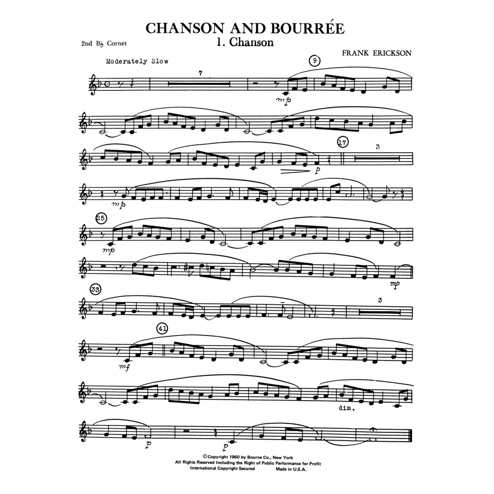 Chanson And Bourree - 2nd Bb Cornet