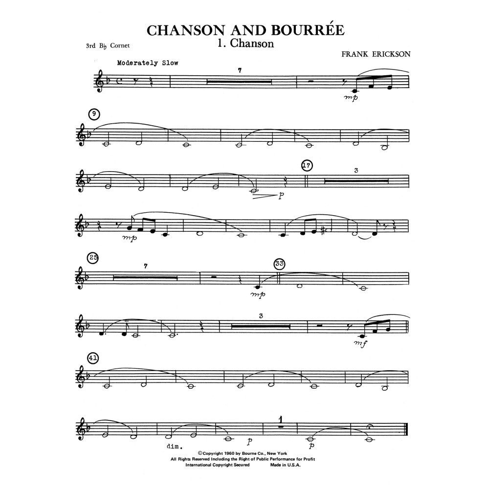Chanson And Bourree - 3rd Bb Cornet