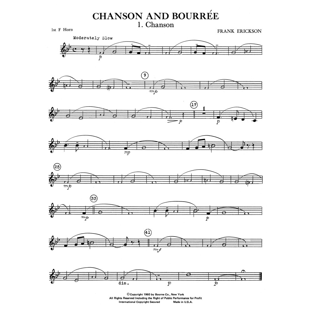 Chanson And Bourree - 1st F Horn