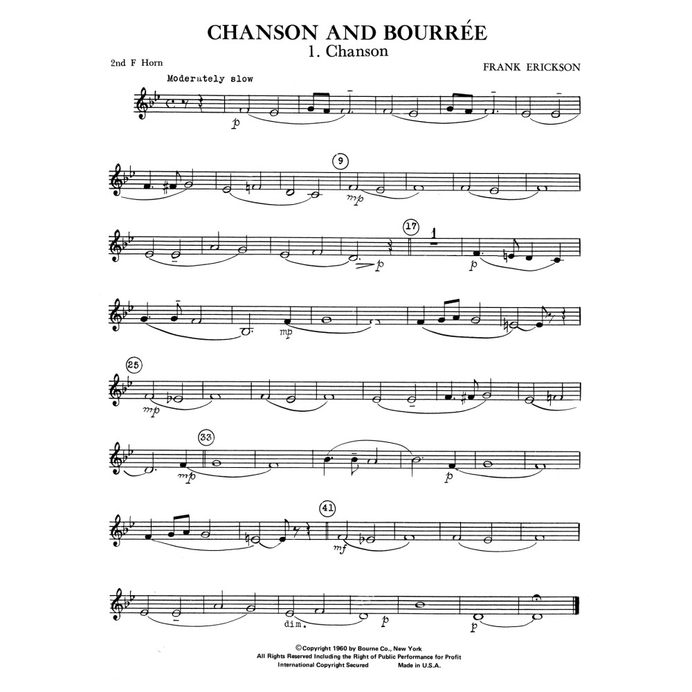 Chanson And Bourree - 2nd F Horn