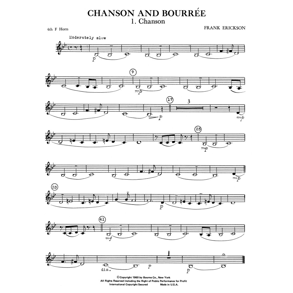 Chanson And Bourree - 4th F Horn