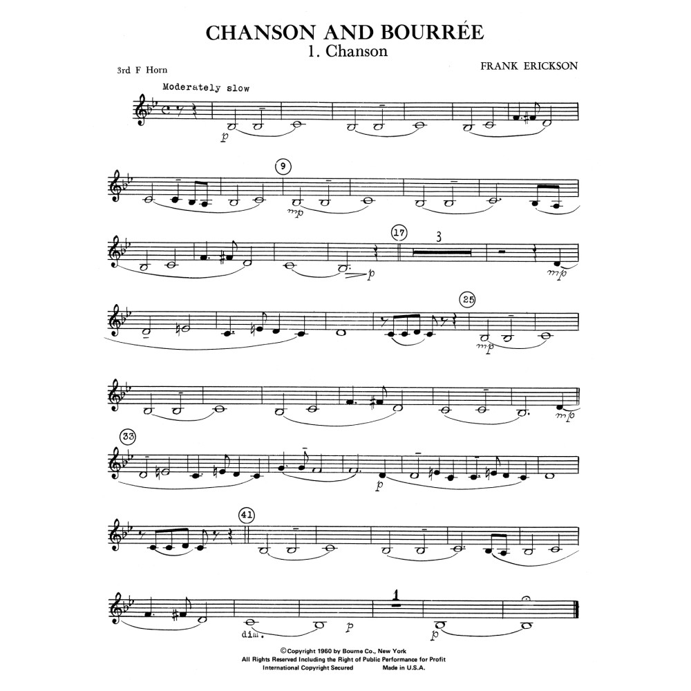 Chanson And Bourree - 3rd F Horn