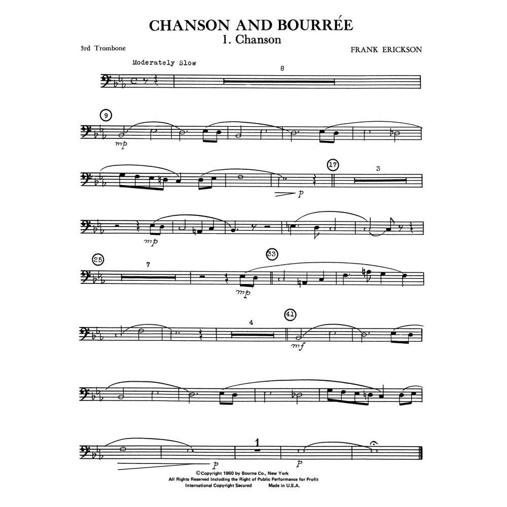 Chanson And Bourree - 3rd Trombone