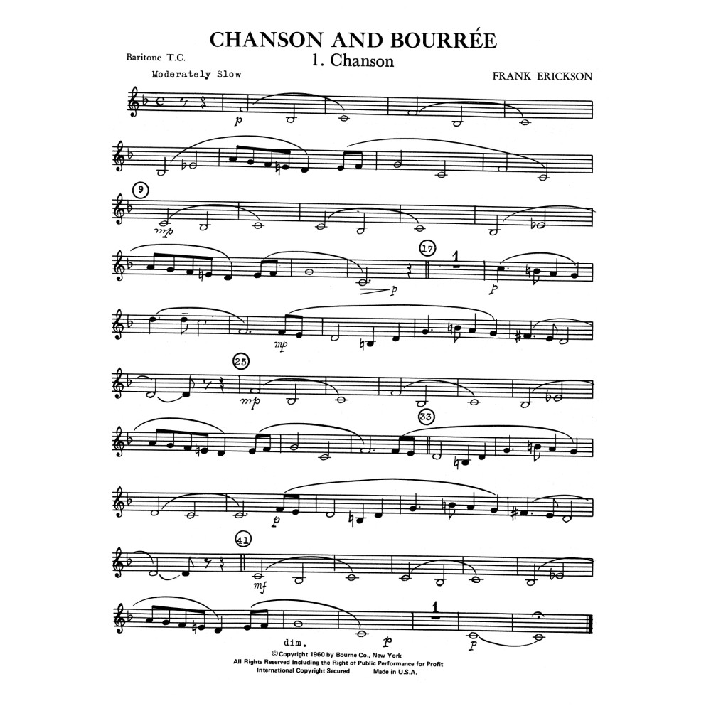 Chanson And Bourree - Baritone T.C.