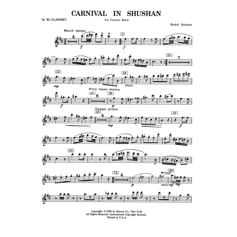 Carnival In Shushan - 1st Bb Clarinet