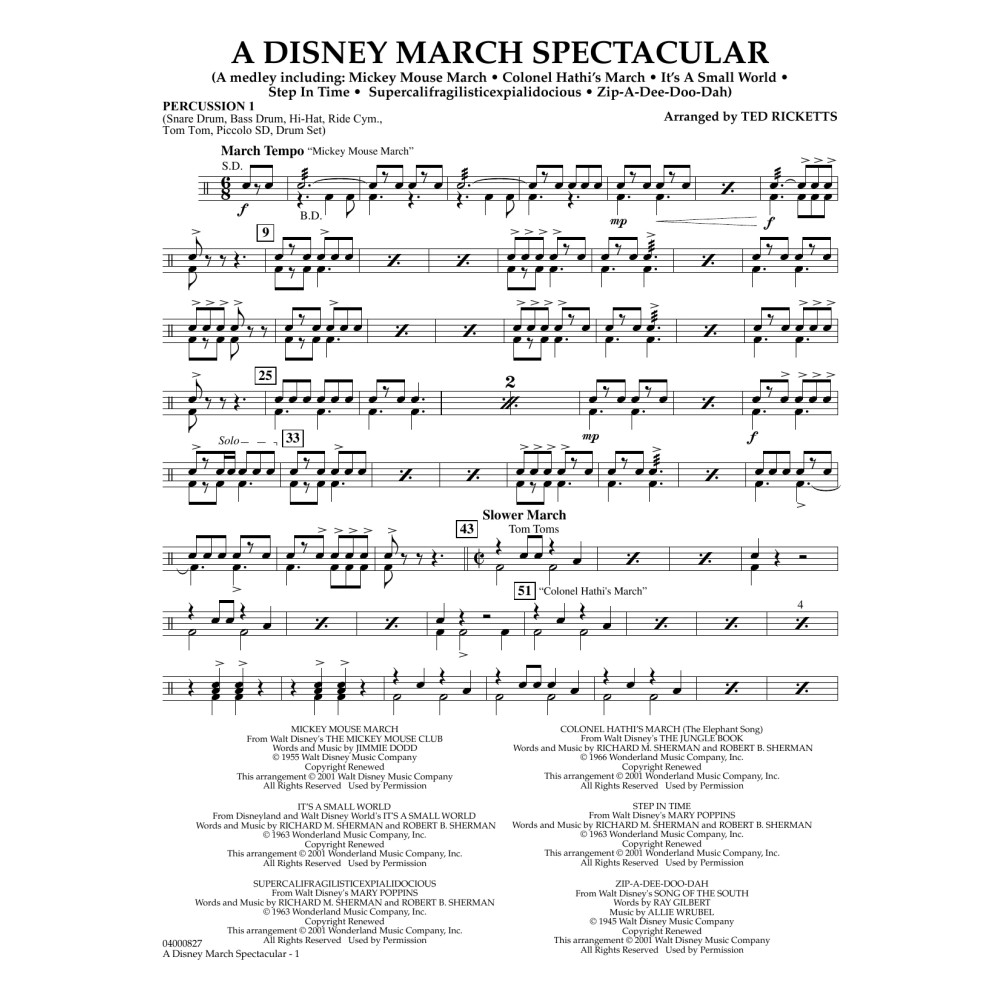 A Disney March Spectacular - Percussion 1