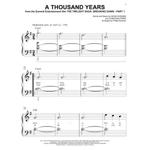 A Thousand Years (arr. Phillip Keveren)