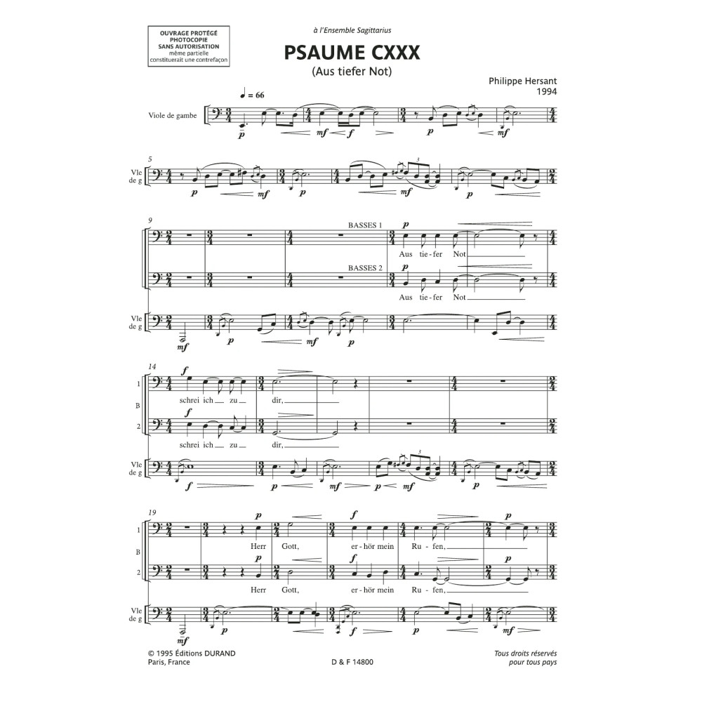 Psaume Cxxx: Aus Tiefer Not