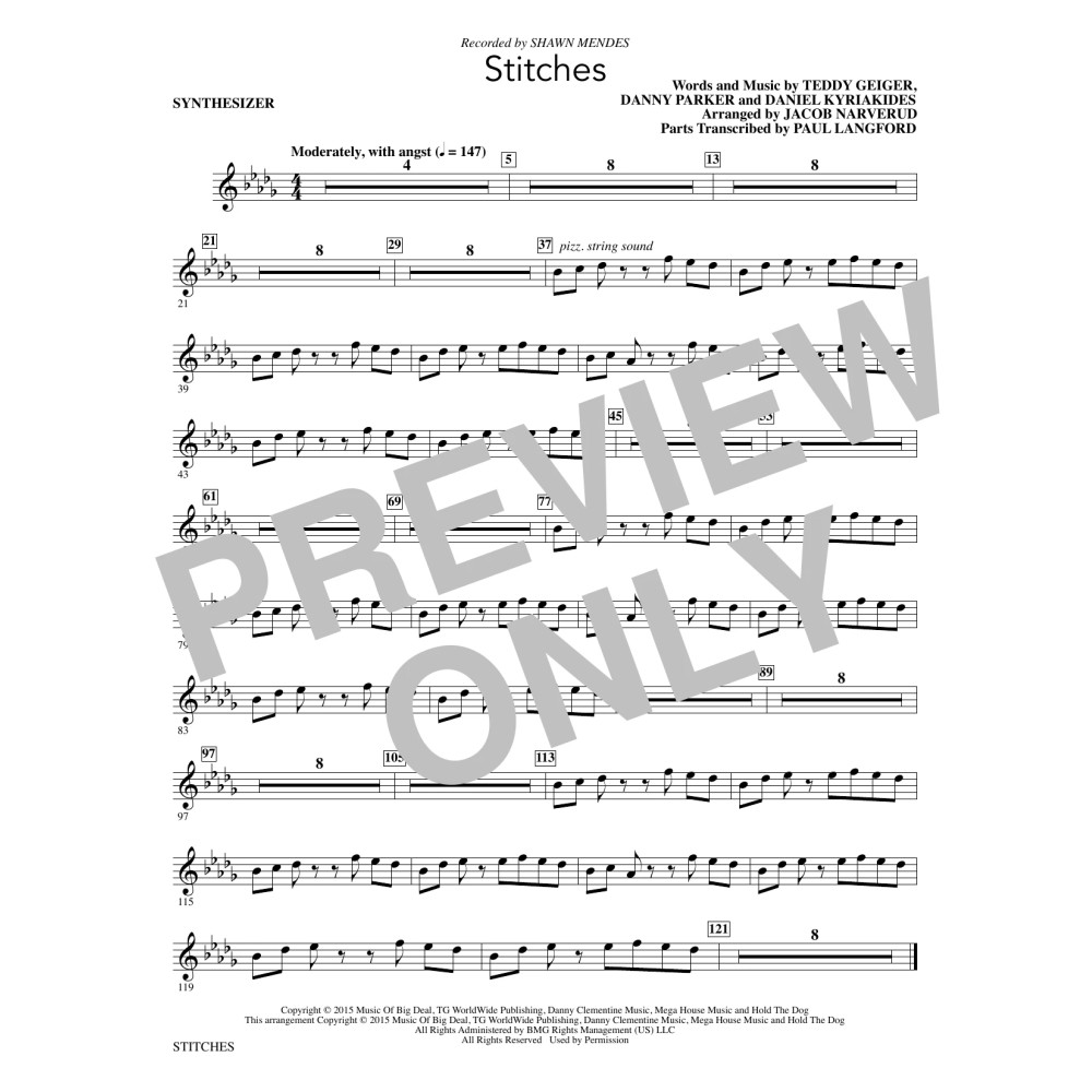Stitches (arr. Jacob Narverud) - Synthesizer