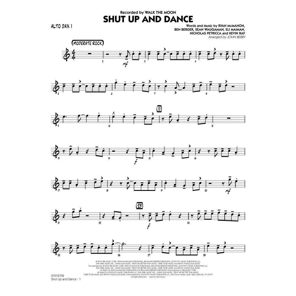 Shut Up and Dance - Alto Sax 1