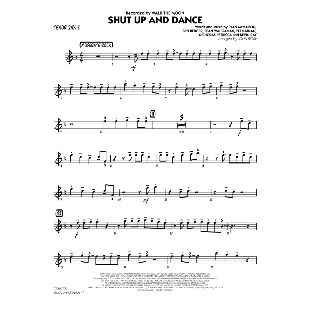 Shut Up and Dance - Tenor Sax 2