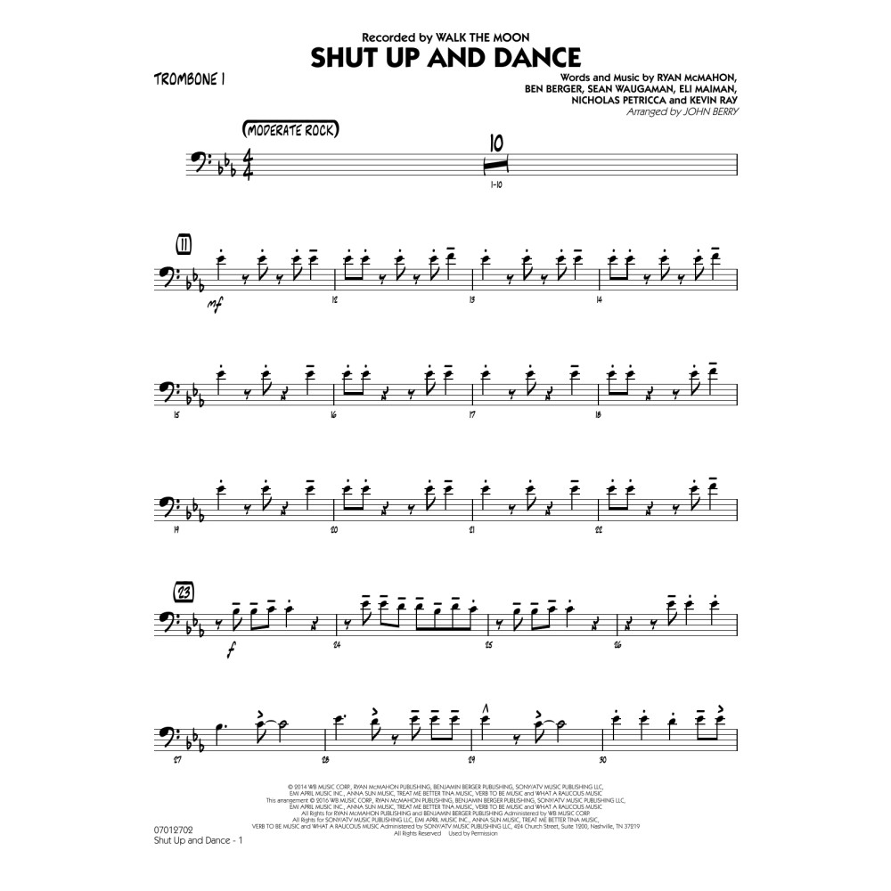 Shut Up and Dance - Trombone 1
