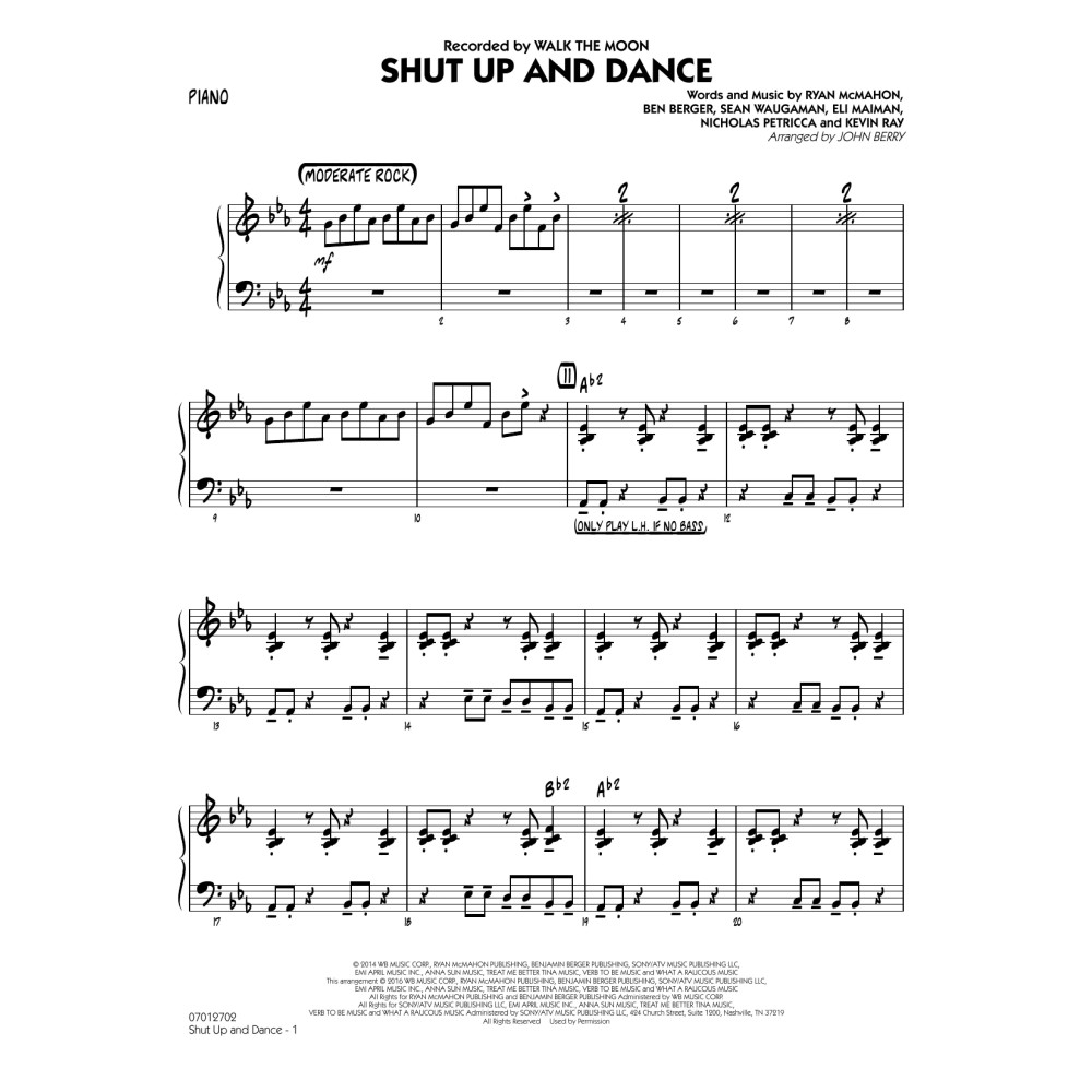 Shut Up and Dance - Piano