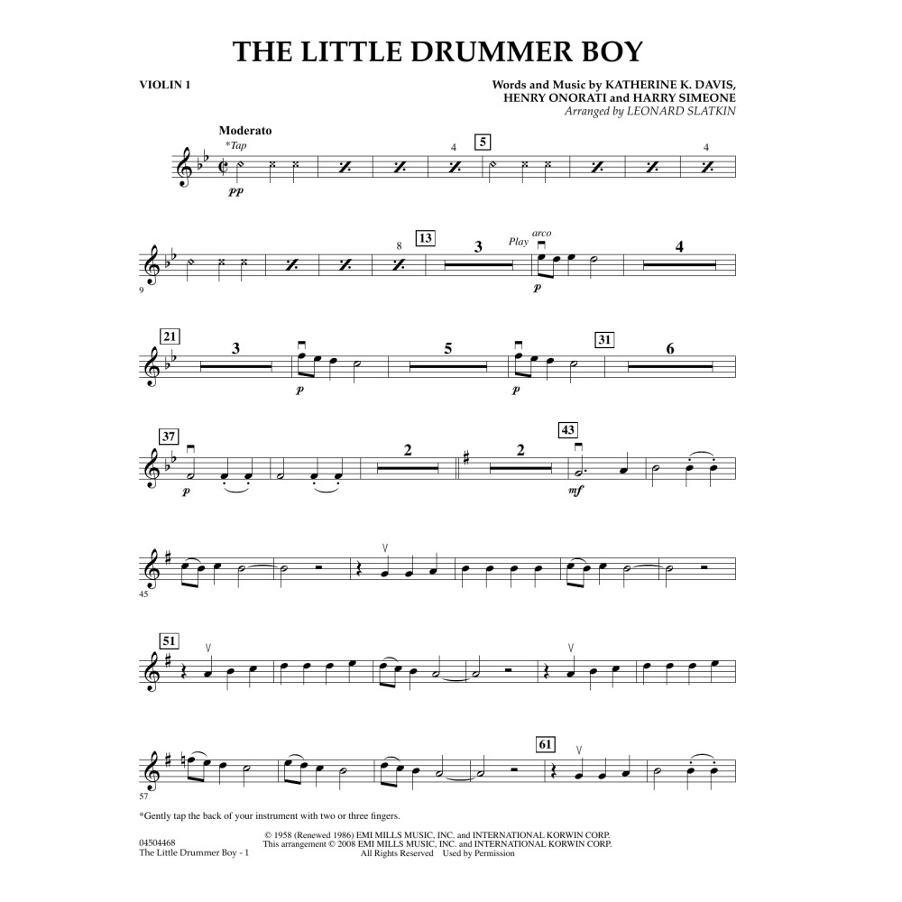 The Little Drummer Boy - Violin 1