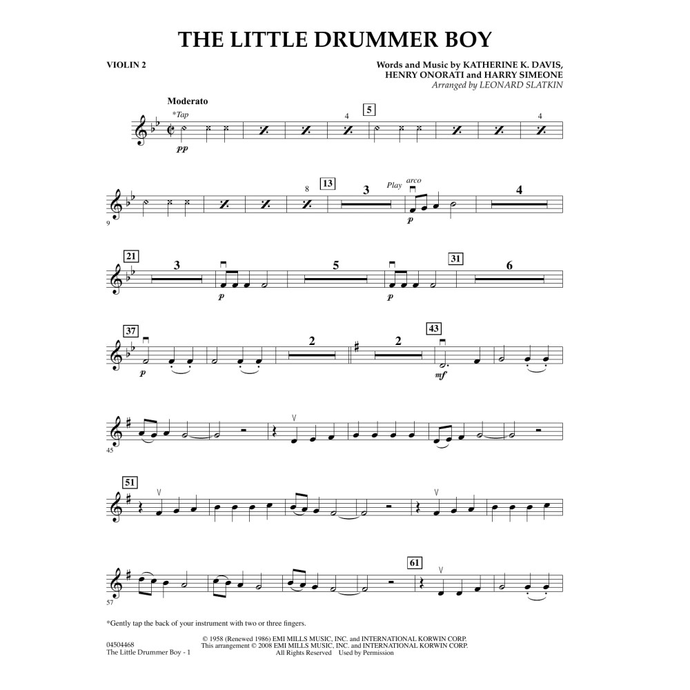 The Little Drummer Boy - Violin 2