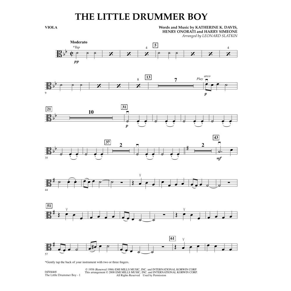 The Little Drummer Boy - Viola