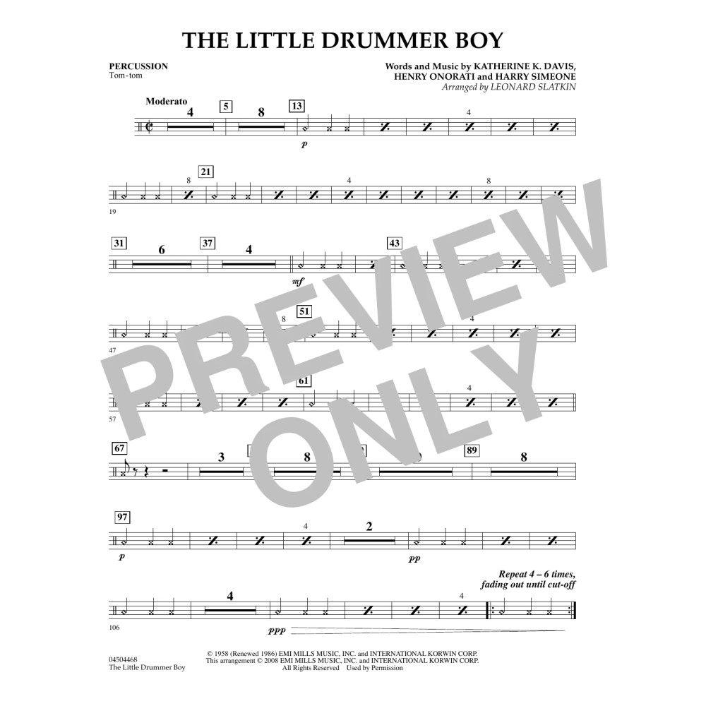 The Little Drummer Boy - Percussion