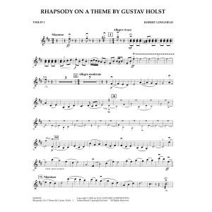 Rhapsody On A Theme by Gustav Holst - Violin 1
