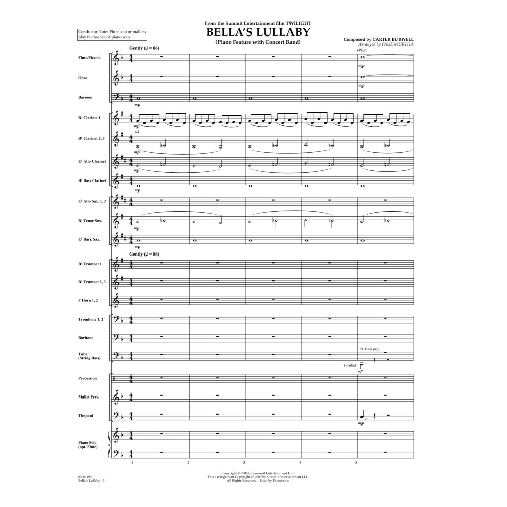 Bella's Lullaby (from Twilight) - Full Score