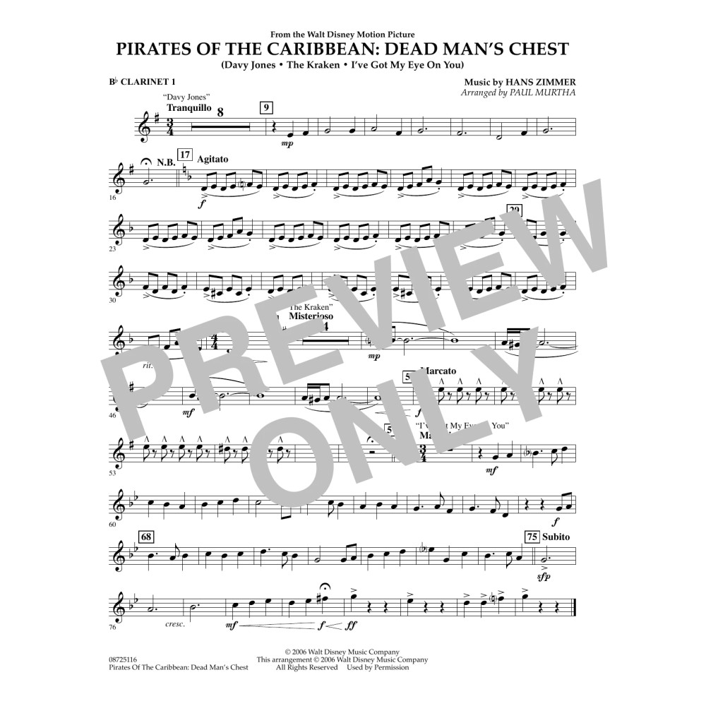 Pirates of the Caribbean: Dead Man's Chest - Bb Clarinet 1