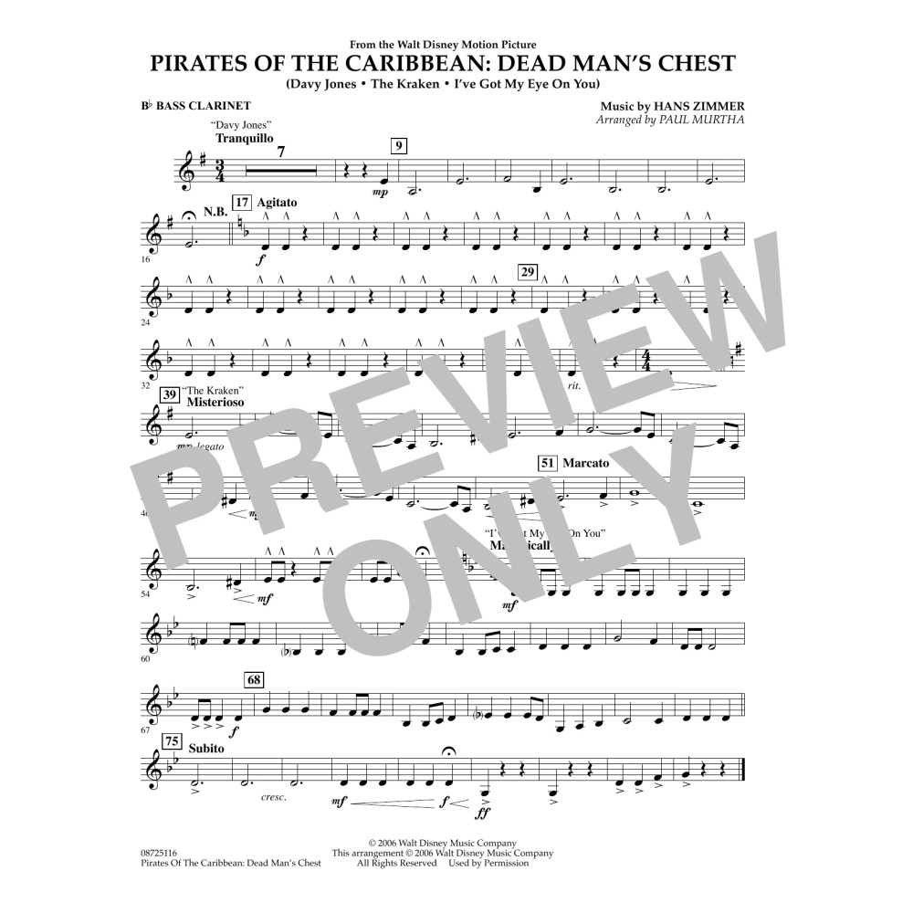 Pirates of the Caribbean: Dead Man's Chest - Bb Bass Clarinet