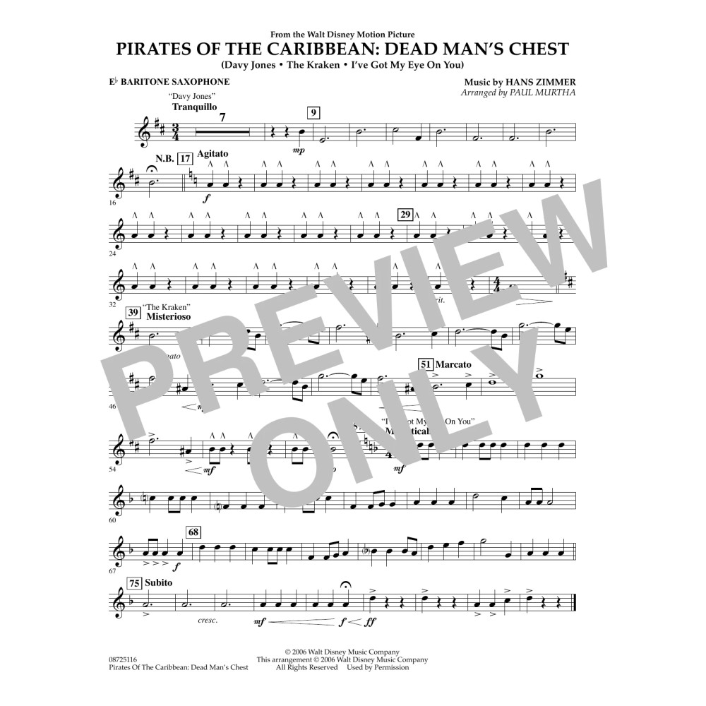 Pirates of the Caribbean: Dead Man's Chest - Eb Baritone Saxophone