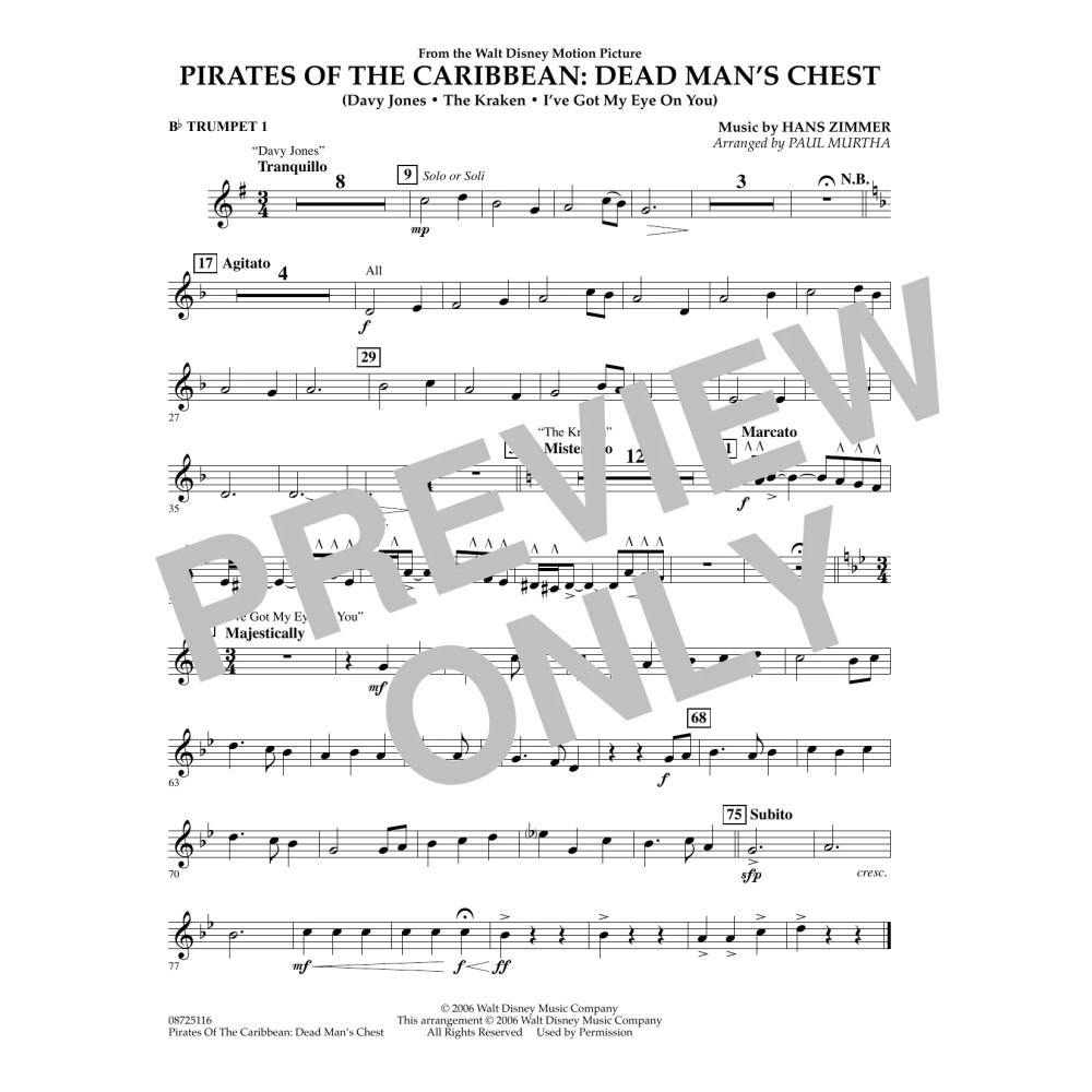 Pirates of the Caribbean: Dead Man's Chest - Bb Trumpet 1