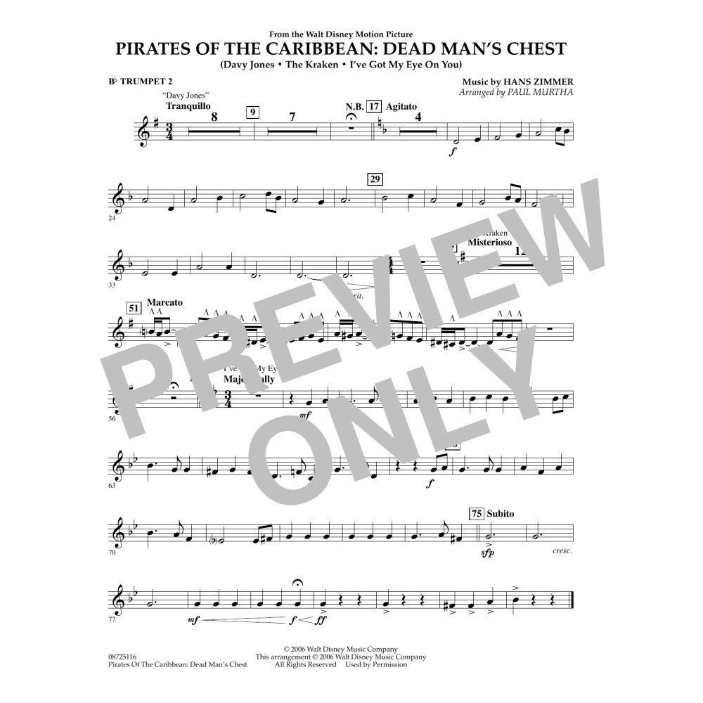 Pirates of the Caribbean: Dead Man's Chest - Bb Trumpet 2