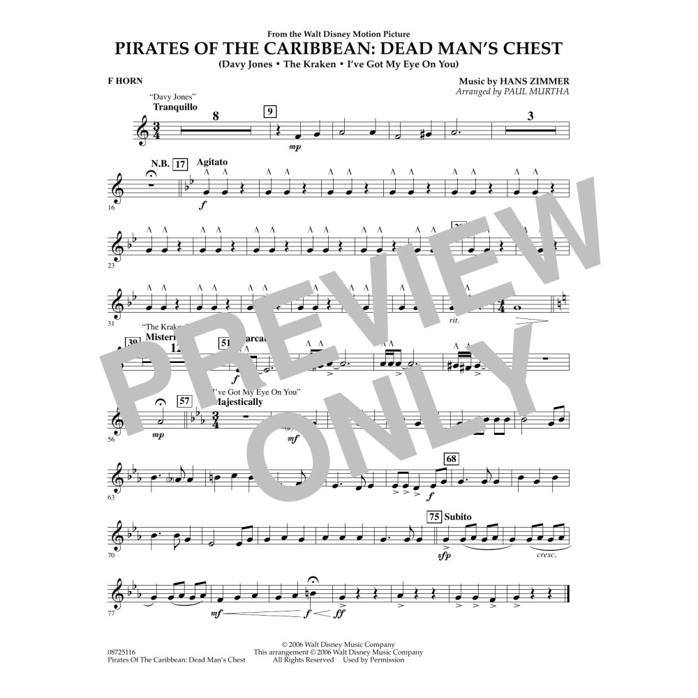 Pirates of the Caribbean: Dead Man's Chest - F Horn