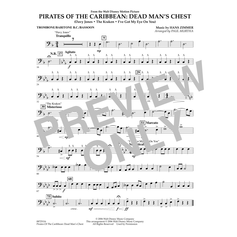 Pirates of the Caribbean: Dead Man's Chest - Trombone/Baritone B.C./Bassoon