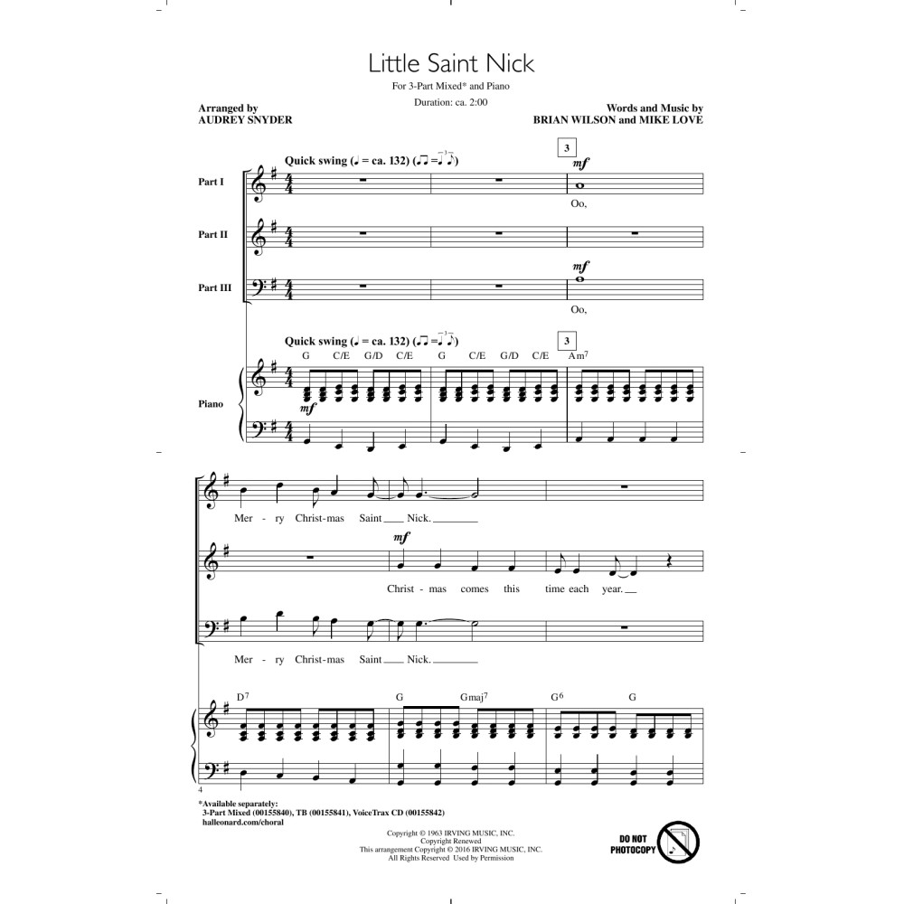 Little Saint Nick (arr. Audrey Snyder)