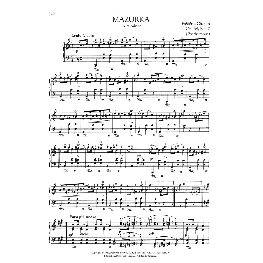 Mazurka in A minor, Op. 68, No. 2 (Posthumous)