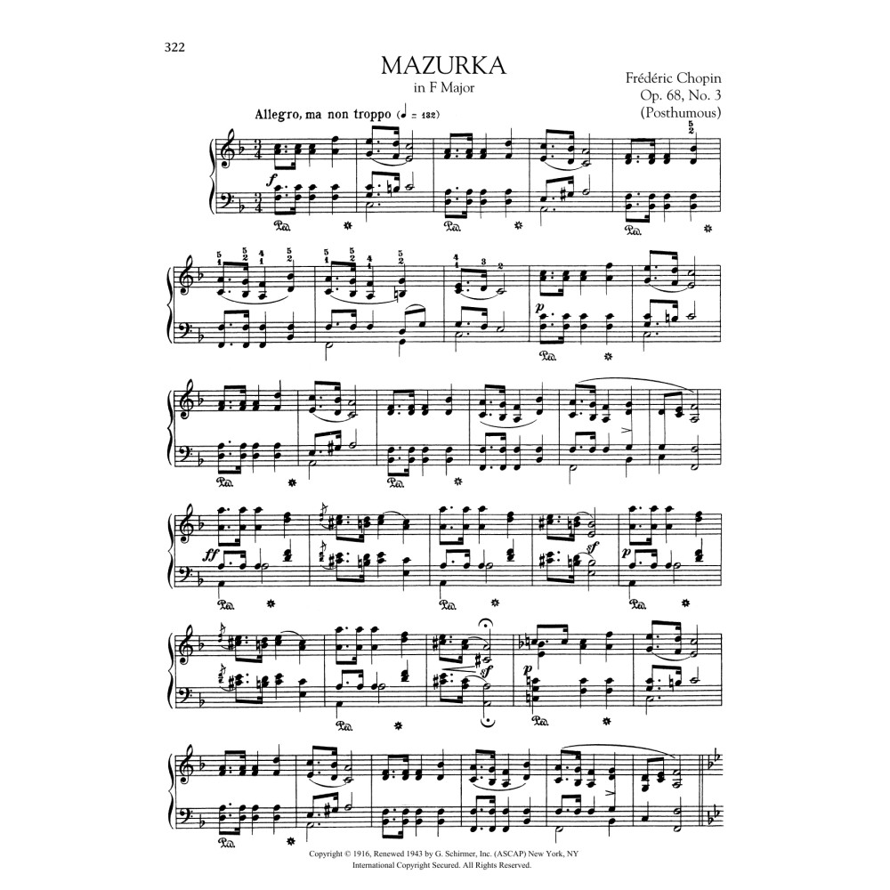 Mazurka in F Major, Op. 68, No. 3 (Posthumous)