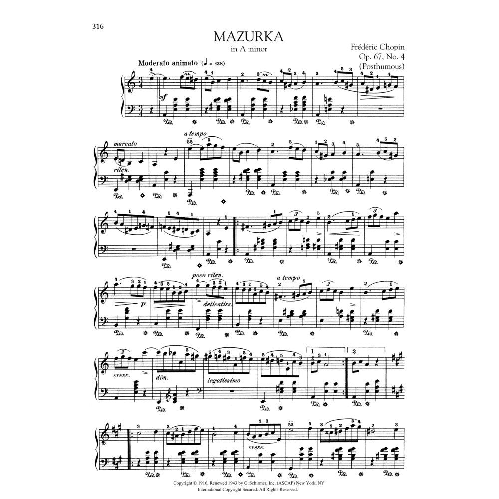 Mazurka in A minor, Op. 67, No. 4 (Posthumous)