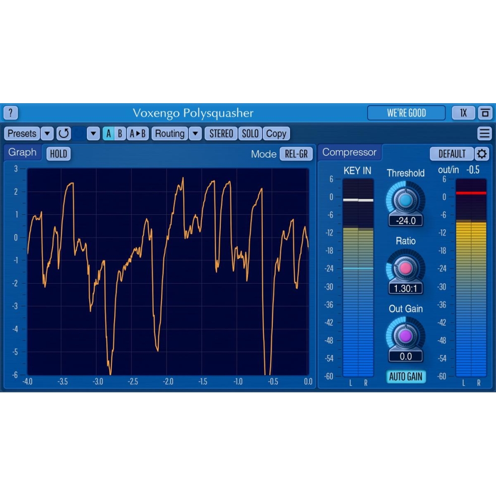 Voxengo Polysquasher ist ein hochwertiger Mastering-Kompressor, der speziell für die Bearbeitung von Musik- und Audiospuren entw