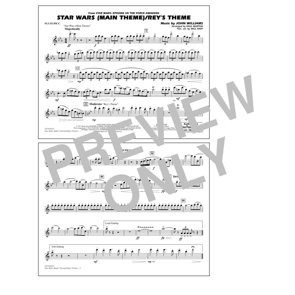 Star Wars Main Theme/Rey's Theme (from The Force Awakens) - Flute/Piccolo