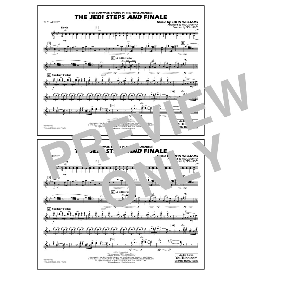 The Jedi Steps and Finale (from Star Wars: The Force Awakens) - Bb Clarinet