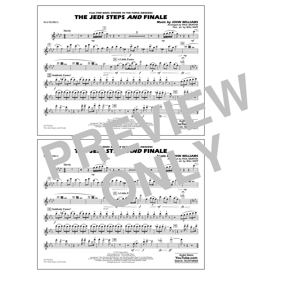 The Jedi Steps and Finale (from Star Wars: The Force Awakens) - Flute/Piccolo