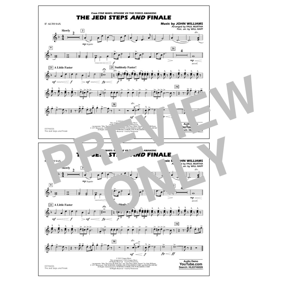 The Jedi Steps and Finale (from Star Wars: The Force Awakens) - Eb Alto Sax