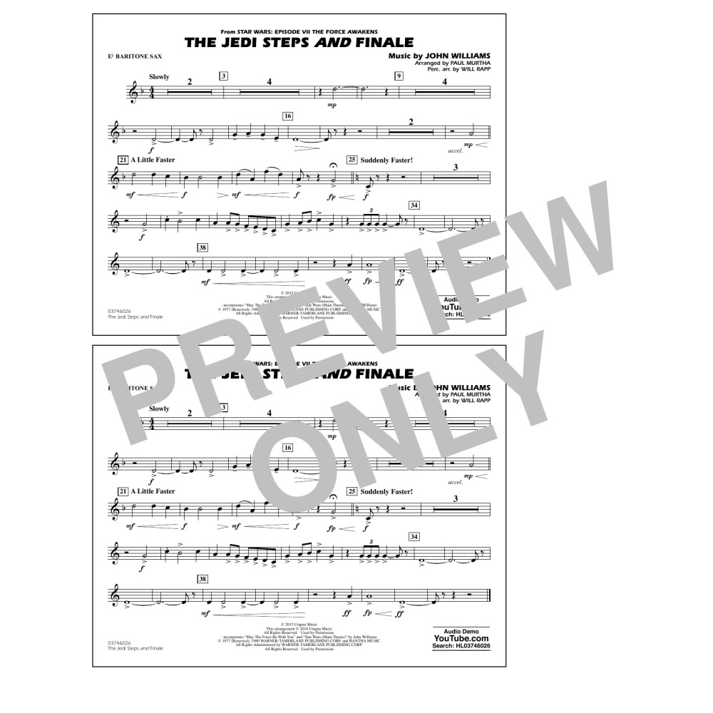 The Jedi Steps and Finale (from Star Wars: The Force Awakens) - Eb Baritone Sax