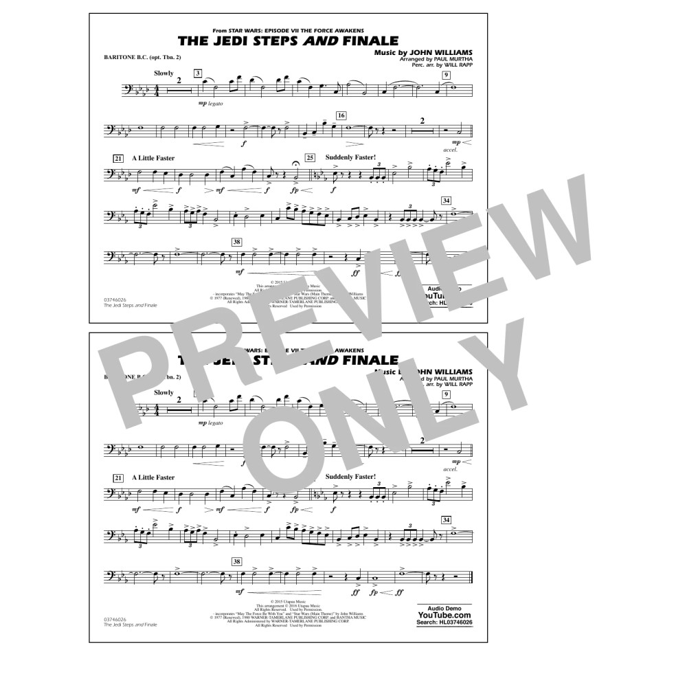 The Jedi Steps and Finale (from Star Wars: The Force Awakens) - Baritone B.C. (Opt. Tbn. 2)