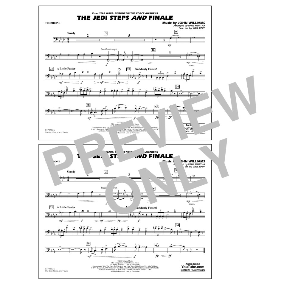The Jedi Steps and Finale (from Star Wars: The Force Awakens) - Trombone