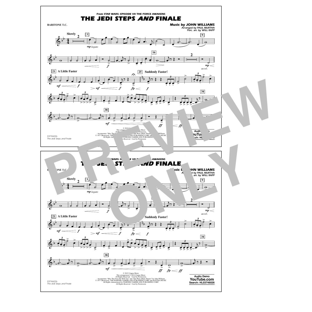 The Jedi Steps and Finale (from Star Wars: The Force Awakens) - Baritone T.C.