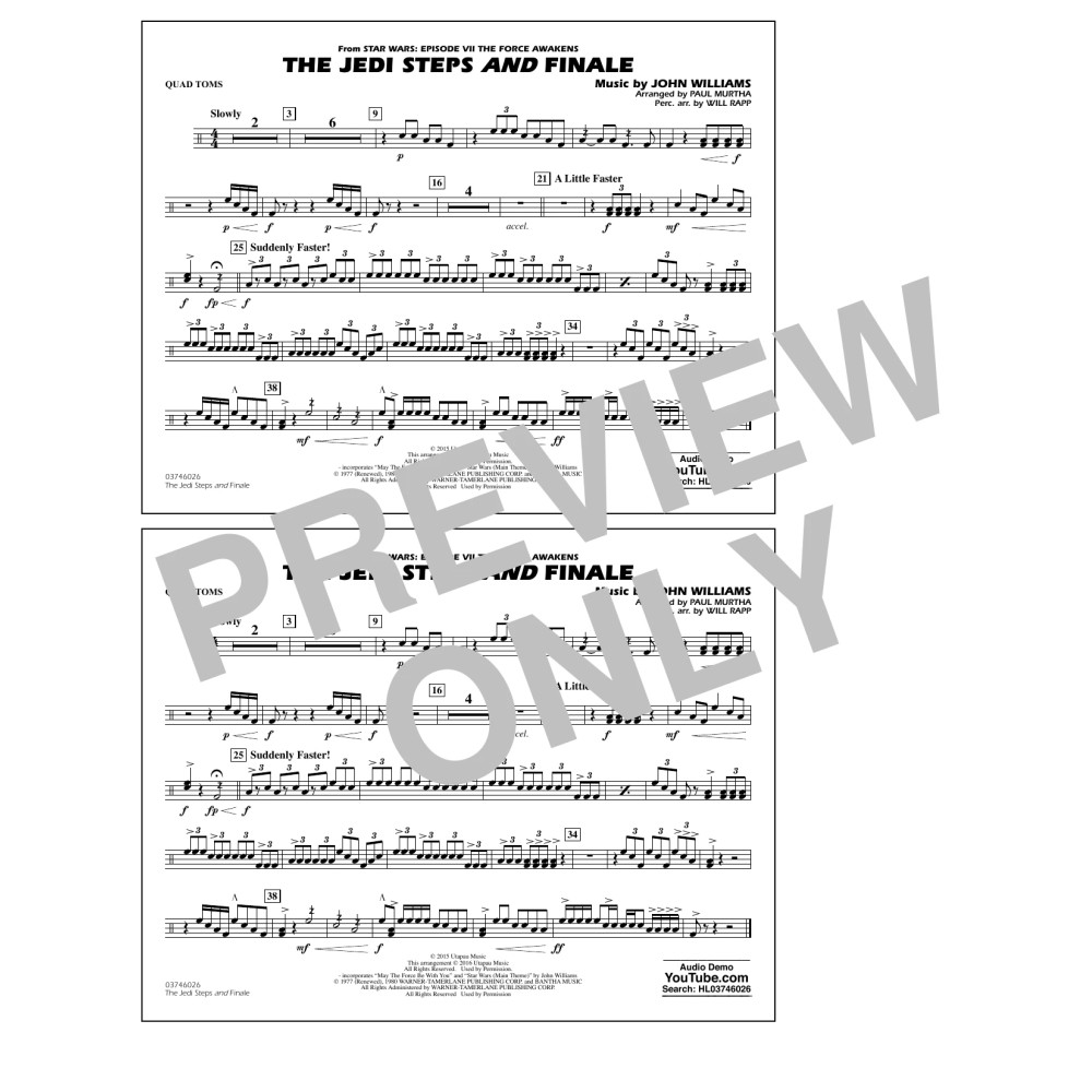 The Jedi Steps and Finale (from Star Wars: The Force Awakens) - Quad Toms