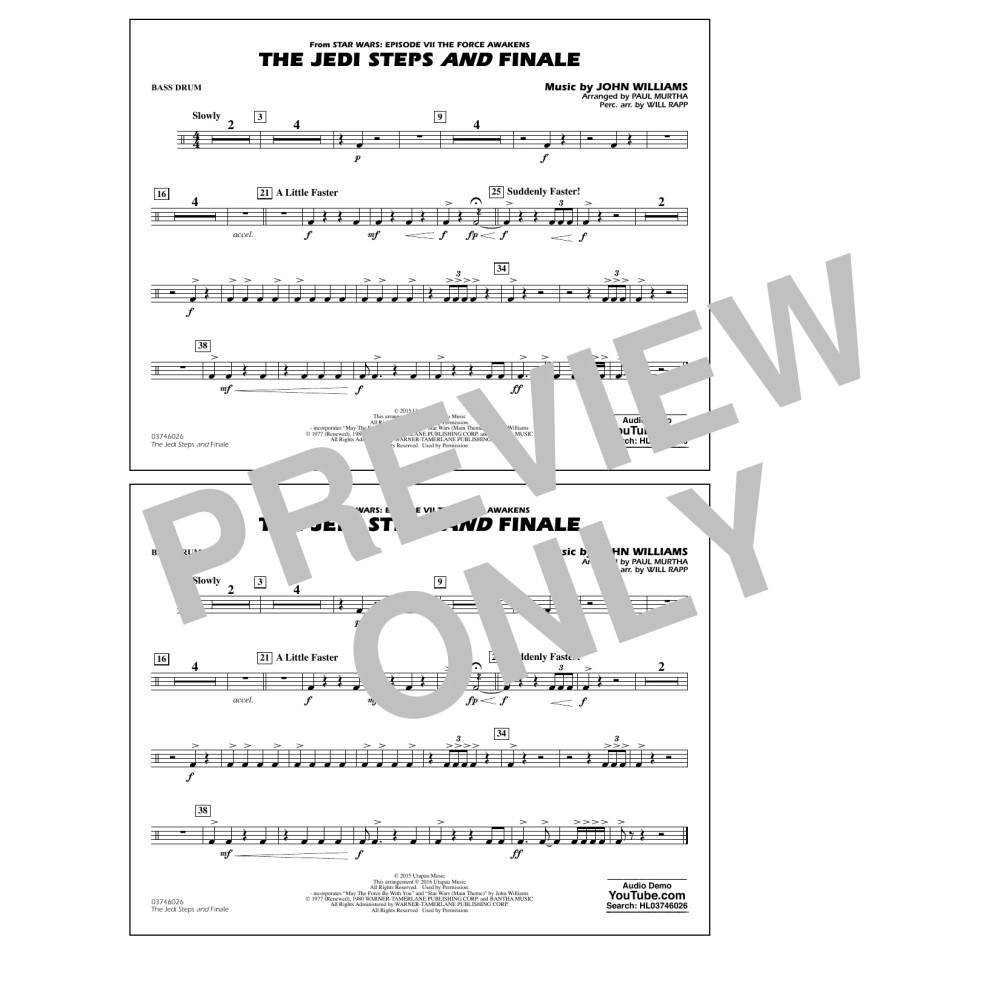 The Jedi Steps and Finale (from Star Wars: The Force Awakens) - Bass Drum