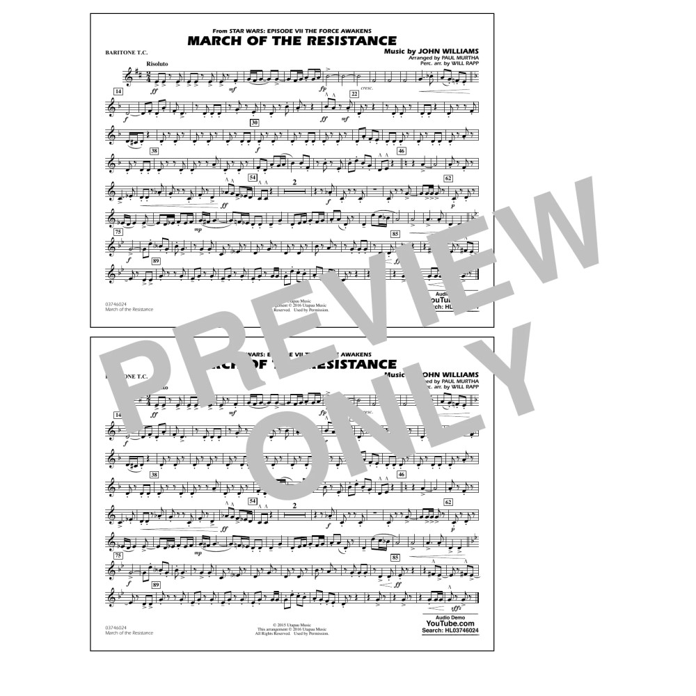 The March of the Resistance (from Star Wars: The Force Awakens) - Baritone T.C.