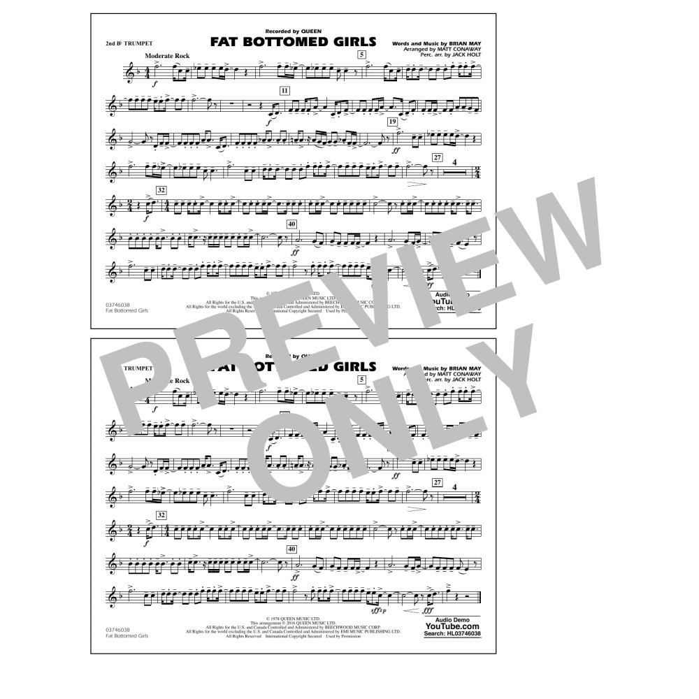Fat Bottomed Girls - 2nd Bb Trumpet