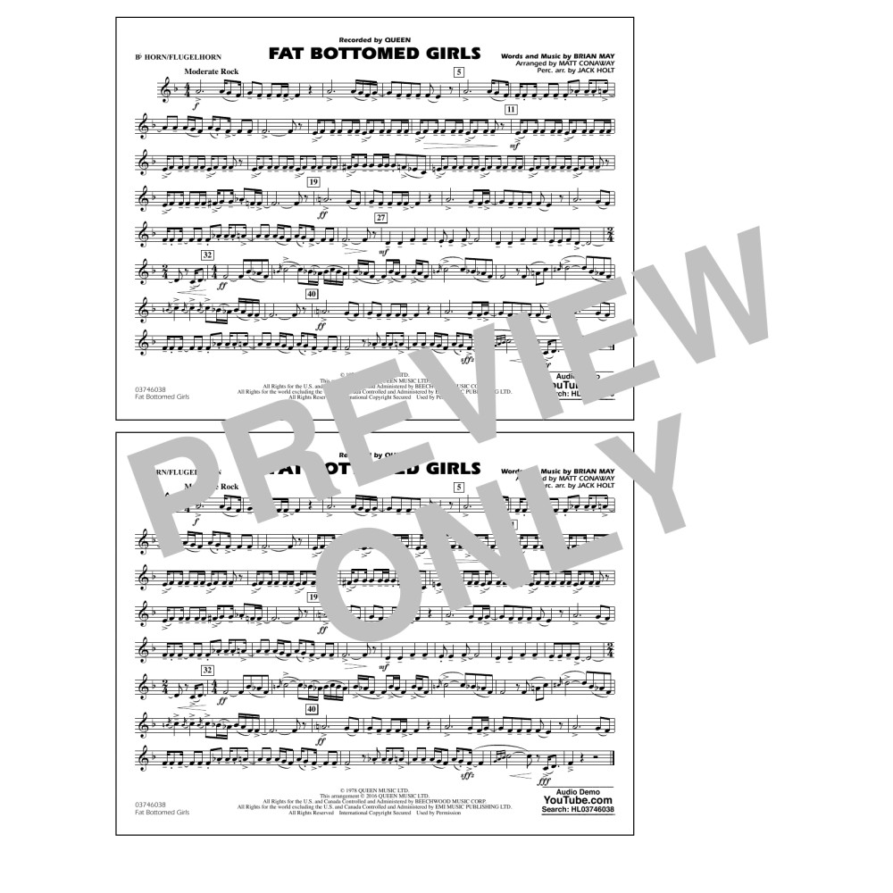 Fat Bottomed Girls - Bb Horn/Flugelhorn