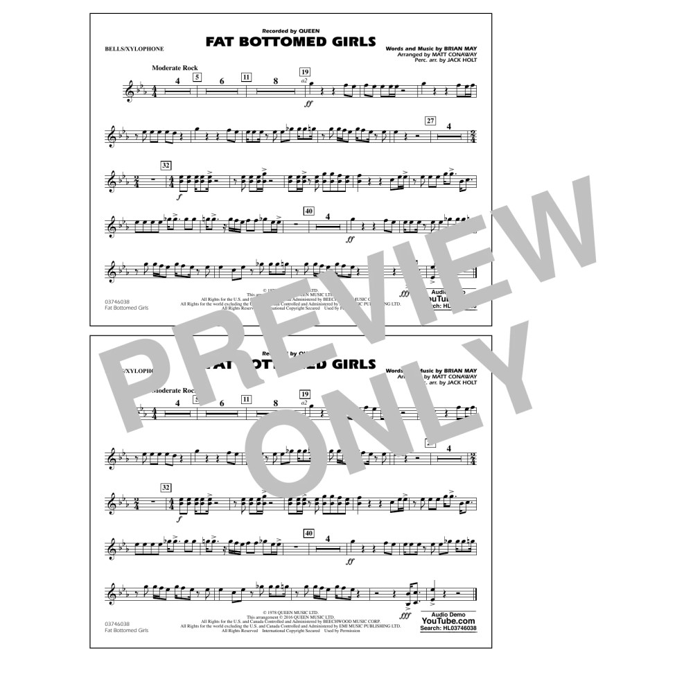 Fat Bottomed Girls - Bells/Xylophone