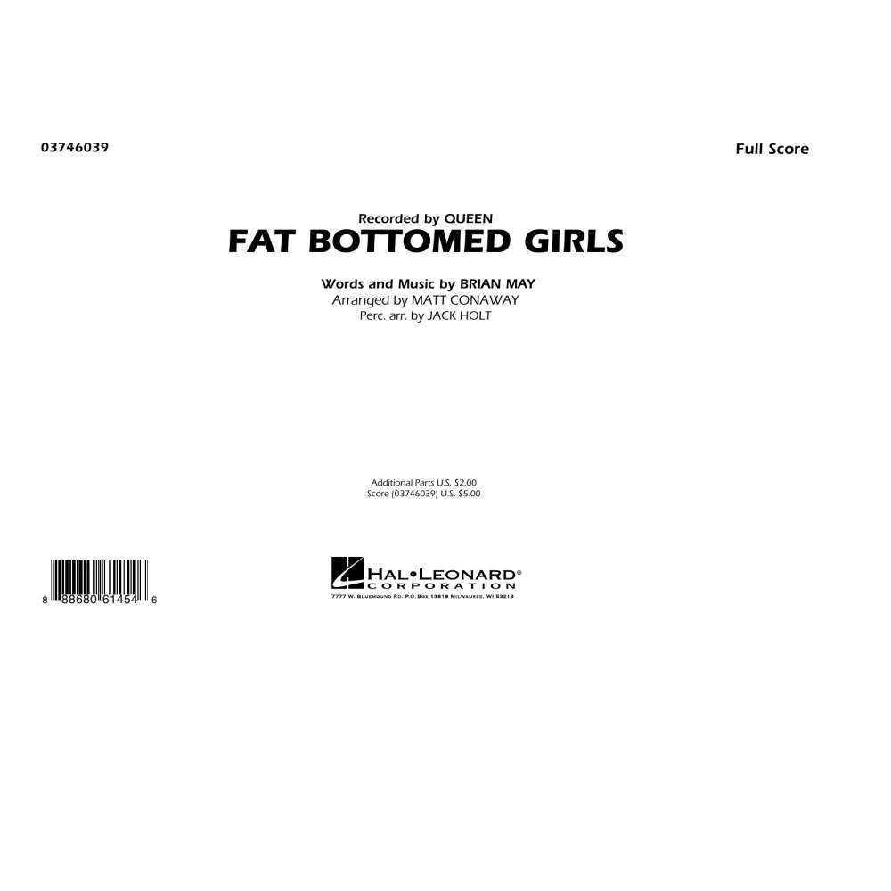 Fat Bottomed Girls - Conductor Score (Full Score)